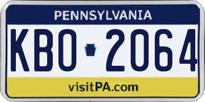 PA license plate KBO2064