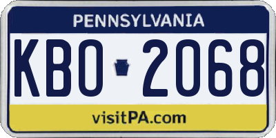 PA license plate KBO2068