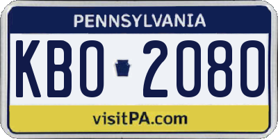 PA license plate KBO2080