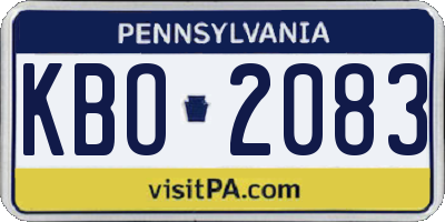 PA license plate KBO2083