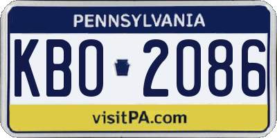 PA license plate KBO2086
