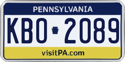 PA license plate KBO2089