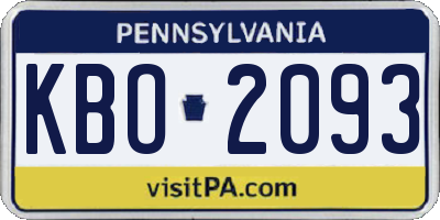 PA license plate KBO2093