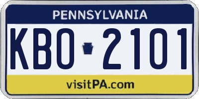 PA license plate KBO2101