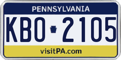 PA license plate KBO2105