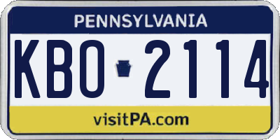 PA license plate KBO2114
