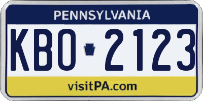 PA license plate KBO2123