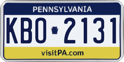 PA license plate KBO2131