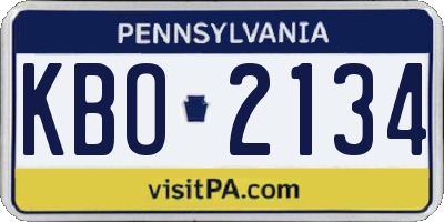 PA license plate KBO2134