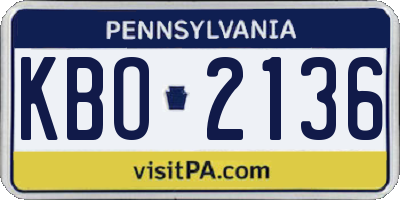 PA license plate KBO2136