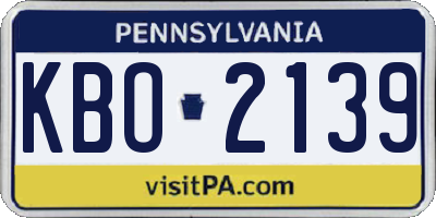 PA license plate KBO2139