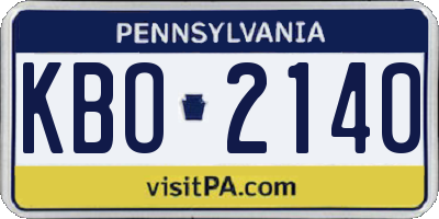 PA license plate KBO2140