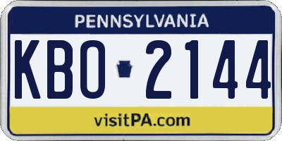 PA license plate KBO2144