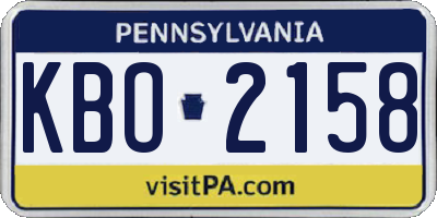 PA license plate KBO2158