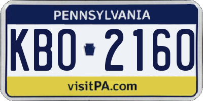 PA license plate KBO2160