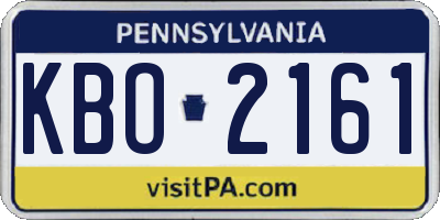 PA license plate KBO2161