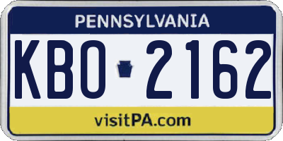 PA license plate KBO2162