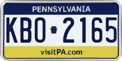 PA license plate KBO2165