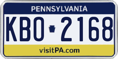PA license plate KBO2168