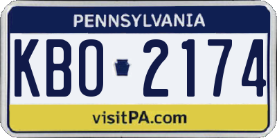 PA license plate KBO2174