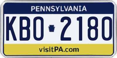 PA license plate KBO2180