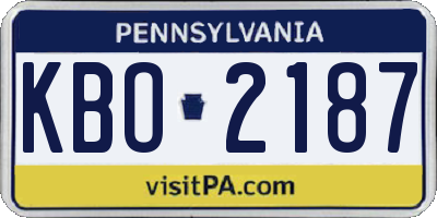 PA license plate KBO2187