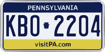 PA license plate KBO2204