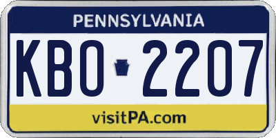 PA license plate KBO2207