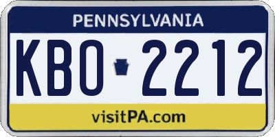 PA license plate KBO2212