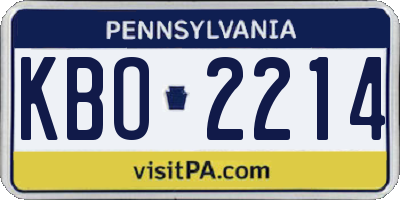 PA license plate KBO2214