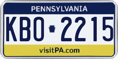 PA license plate KBO2215