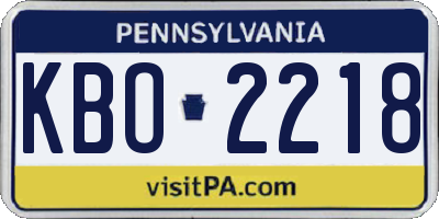 PA license plate KBO2218