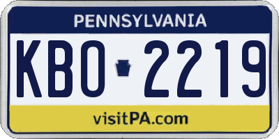 PA license plate KBO2219