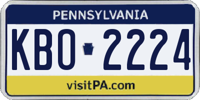 PA license plate KBO2224