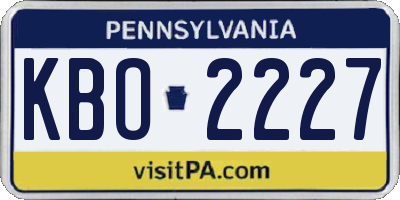 PA license plate KBO2227