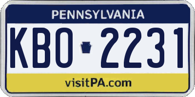 PA license plate KBO2231