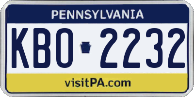 PA license plate KBO2232