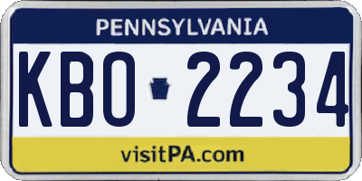 PA license plate KBO2234