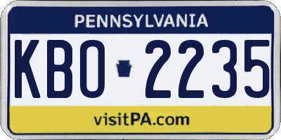 PA license plate KBO2235