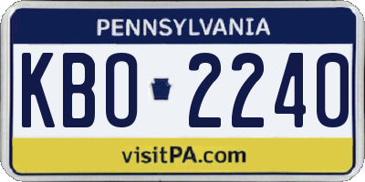 PA license plate KBO2240