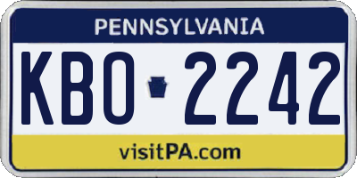 PA license plate KBO2242