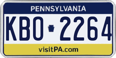 PA license plate KBO2264