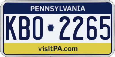 PA license plate KBO2265