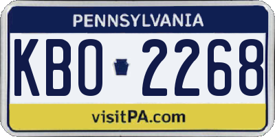 PA license plate KBO2268