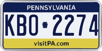 PA license plate KBO2274