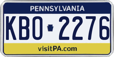PA license plate KBO2276