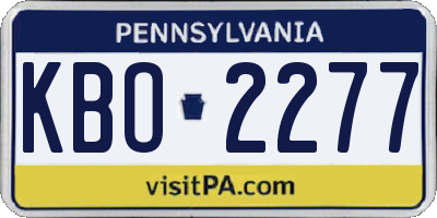 PA license plate KBO2277