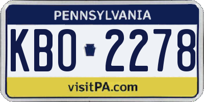 PA license plate KBO2278