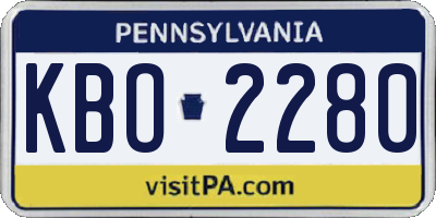 PA license plate KBO2280