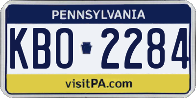 PA license plate KBO2284